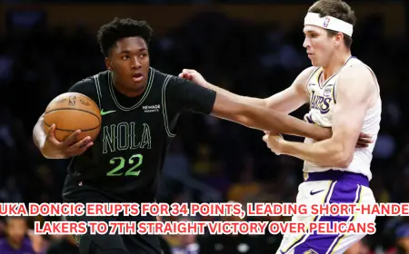 Luka Doncic Erupts for 34 Points, Leading Short-Handed Lakers to 7th Straight Victory Over Pelicans