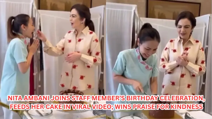 Nita Ambani Joins Staff Member’s Birthday Celebration, Feeds Her Cake in Viral Video; Wins Praise for Kindness